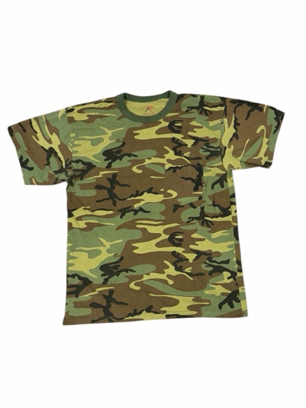 Rothco T-Shirt Mens Woodland Camo Pocket Short Sleeve Military size XL